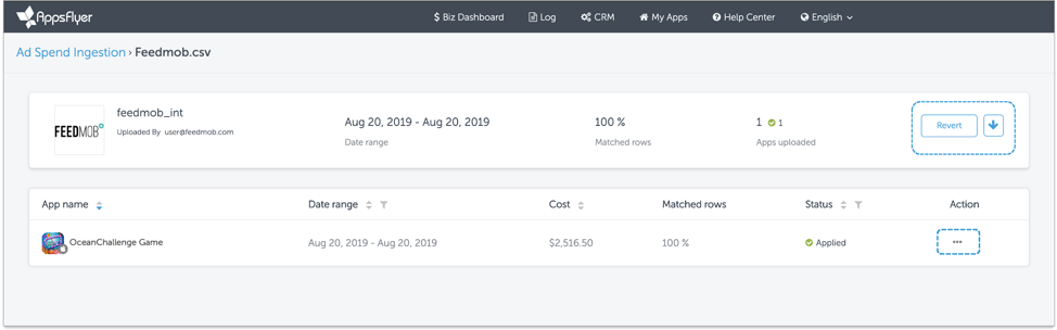 AppsFlyer's Ad Spend/Cost csv. Ingestion Page 