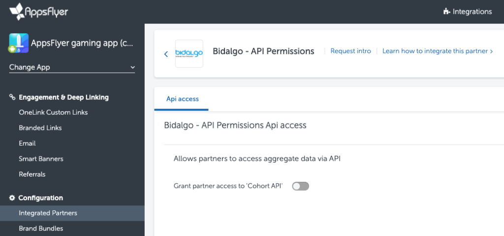 AppsFlyer Bidalgo integration