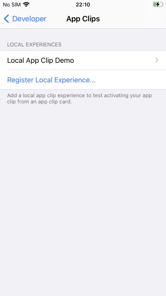 app clips register local experience