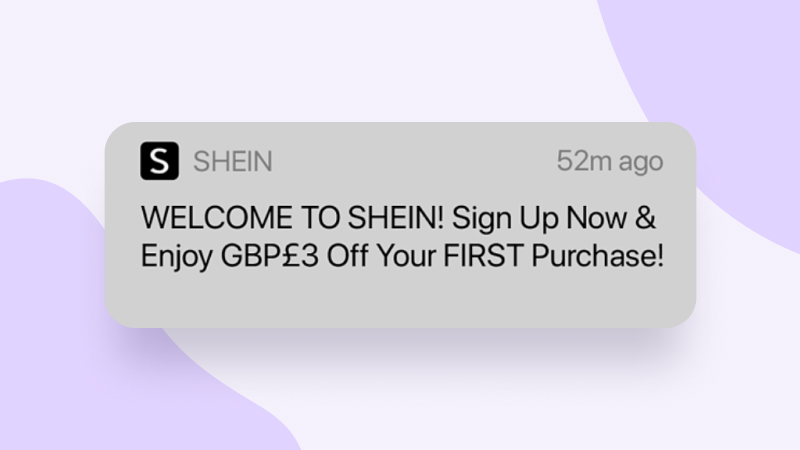 Shein app onboarding - push notifications