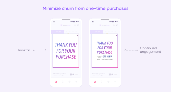 Minimize churn from one-time purchases
