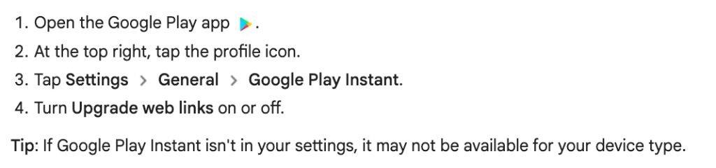 Google Play Instant - optar por no participar