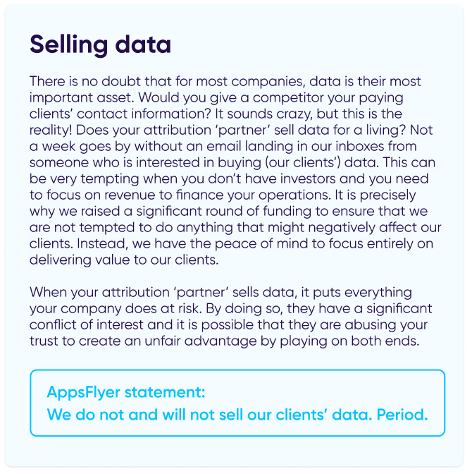 Commitment to never sell user data