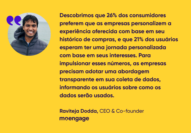 citação de Raviteja Dodda, CEO e co-fundador, MoEngage