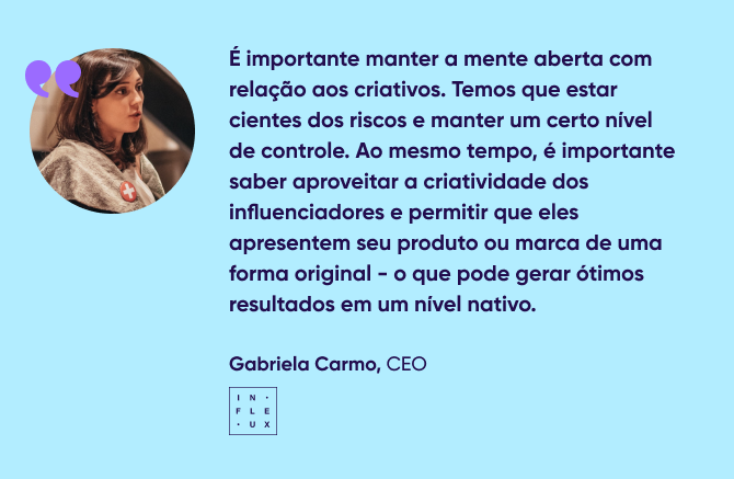 citação de Gabriela Carmo, CEO, Infleux