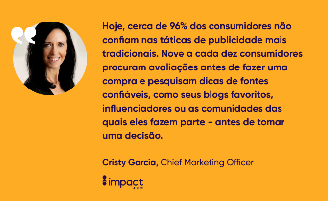 citação de Cristy Garcia, Chief Marketing Officer, impact.com