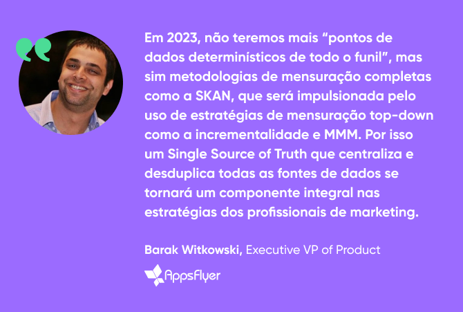citação de Barak Witkowski, Executive VP of Product, AppsFlyer 