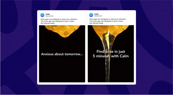Criativos de anúncios – exemplo do app Calm