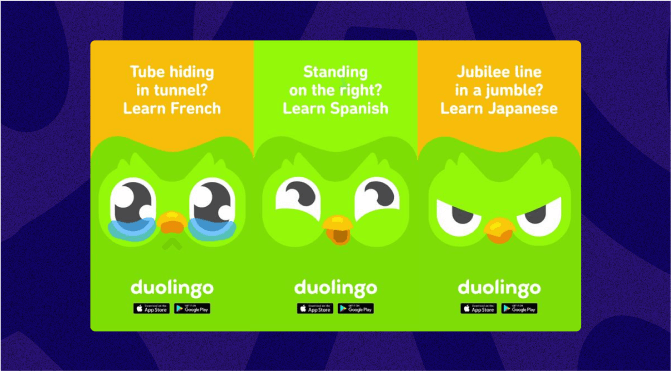 Criativos de anúncios – exemplo do Duolingo